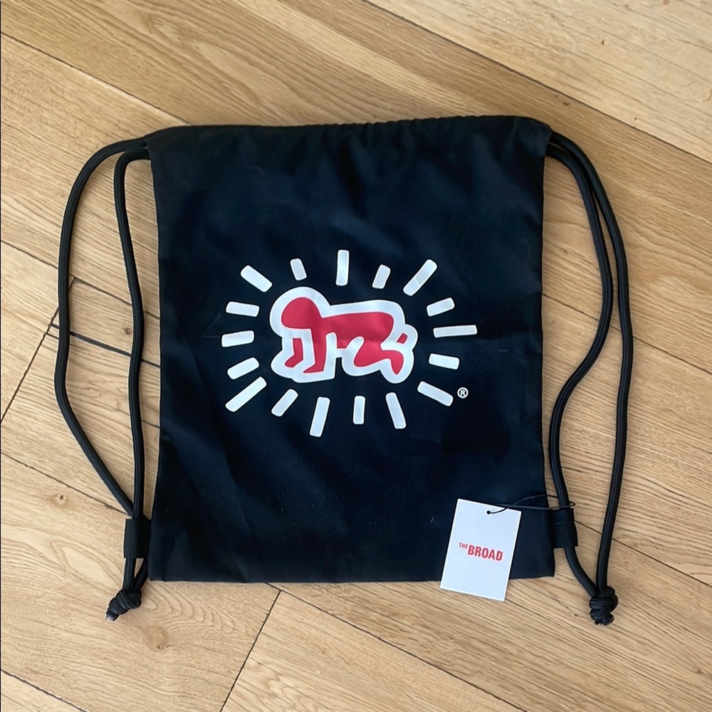 The Broad Black Drawstring Tote - special Keith Haring Edition